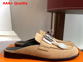 Hermes Lota Mule in Beige Sable Suede Goatskin Replica