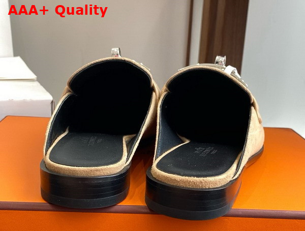 Hermes Lota Mule in Beige Sable Suede Goatskin Replica