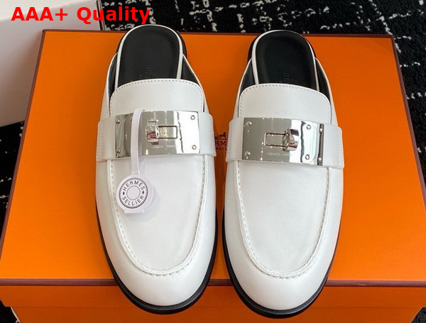 Hermes Lota Mule in Blanc Calfskin Replica