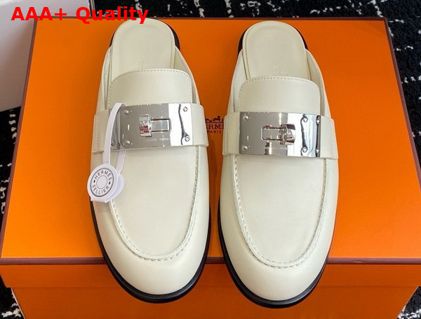 Hermes Lota Mule in Ivory Calfskin Replica