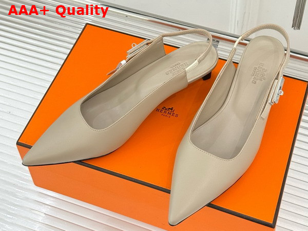 Hermes Lover 40 Pump in Beige Galet Nappa Leather Replica