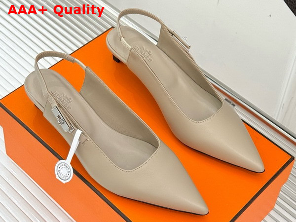 Hermes Lover 40 Pump in Beige Galet Nappa Leather Replica