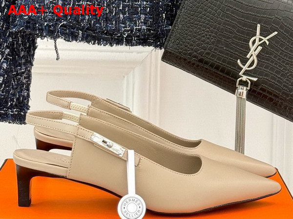 Hermes Lover 40 Pump in Beige Galet Nappa Leather Replica