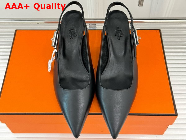 Hermes Lover 40 Pump in Noir Nappa Leather Replica