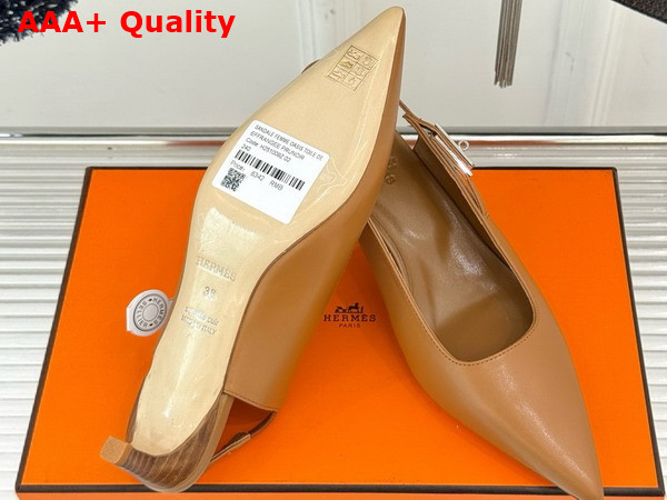 Hermes Lover 40 Pump in Tan Nappa Leather Replica