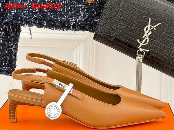 Hermes Lover 40 Pump in Tan Nappa Leather Replica