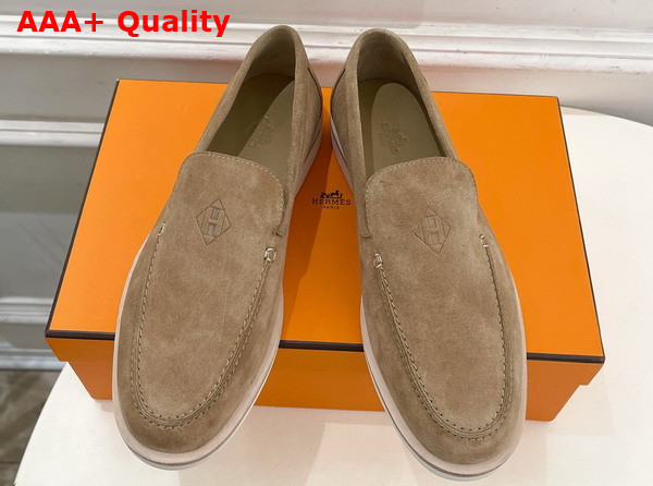 Hermes Low Loafer in Beige Sable Suede Calfskin Replica