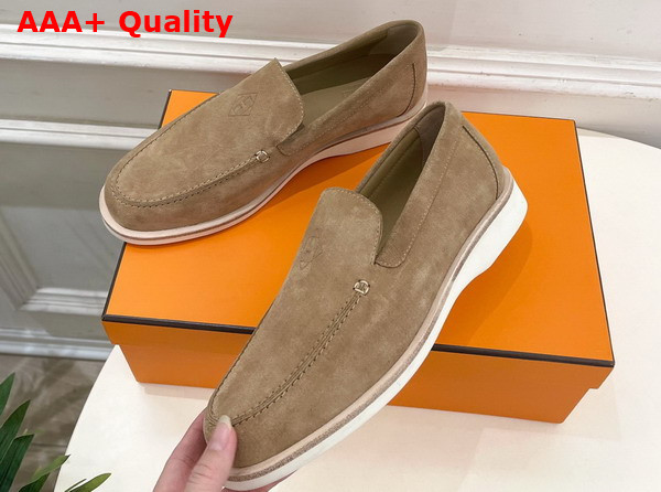 Hermes Low Loafer in Beige Sable Suede Calfskin Replica