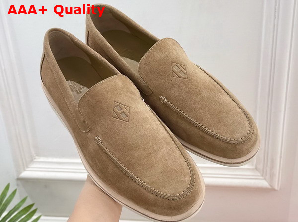 Hermes Low Loafer in Beige Sable Suede Calfskin Replica