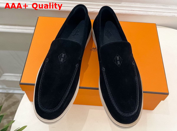Hermes Low Loafer in Black Suede Calfskin Replica