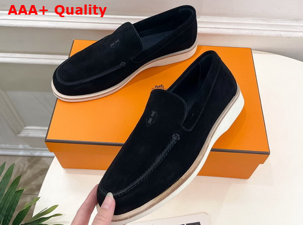 Hermes Low Loafer in Black Suede Calfskin Replica