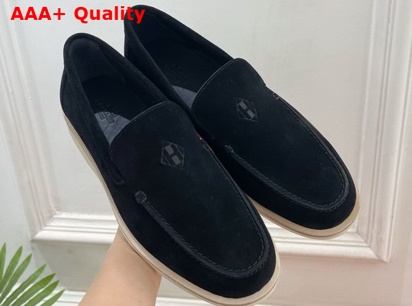 Hermes Low Loafer in Black Suede Calfskin Replica