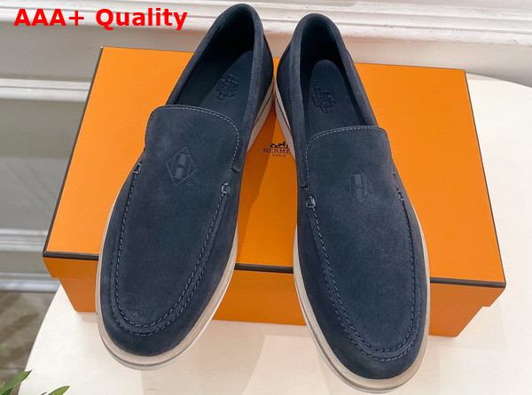 Hermes Low Loafer in Gris Orage Suede Calfskin Replica