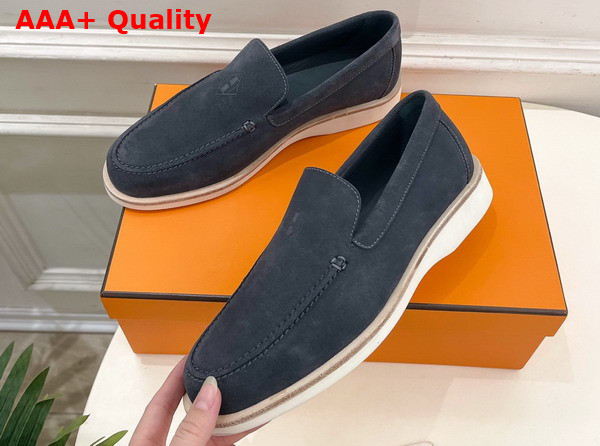 Hermes Low Loafer in Gris Orage Suede Calfskin Replica