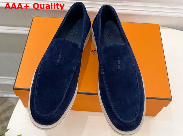 Hermes Low Loafer in Marine Suede Calfskin Replica