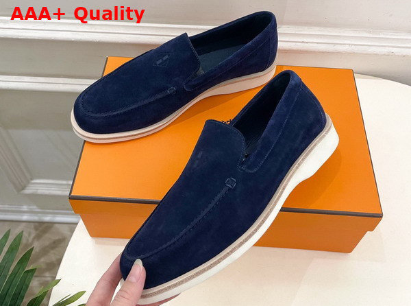 Hermes Low Loafer in Marine Suede Calfskin Replica