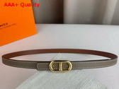 Hermes Maillon H Belt Buckle Reversible Leather Strap 13mm Swift and Epsom Calfskin Gold and Etoupe Replica