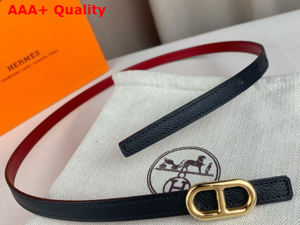 Hermes Maillon H Belt Buckle Reversible Leather Strap 13mm Swift and Epsom Calfskin Red and Black Replica