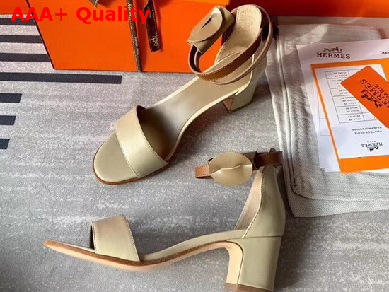 Hermes Manege Sandal Beige and Tan Calfskin Replica
