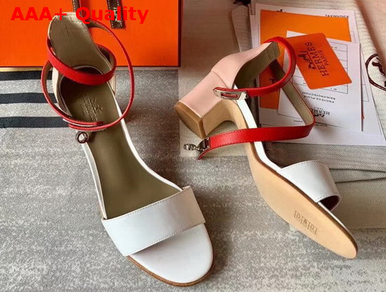 Hermes Manege Sandal White and Red Calfskin Replica