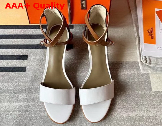 Hermes Manege Sandal White and Tan Calfskin Replica