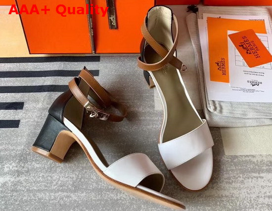 Hermes Manege Sandal White and Tan Calfskin Replica