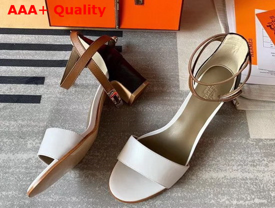 Hermes Manege Sandal White and Tan Calfskin Replica