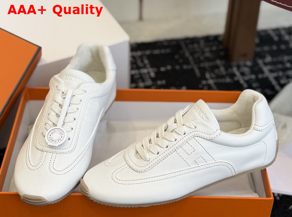 Hermes Master Sneaker Blanc Supple Calfskin with Thin Sole Replica