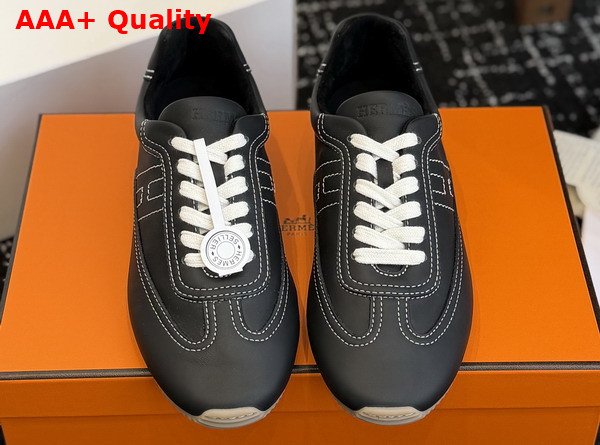 Hermes Master Sneaker in Black Supple Calfskin with Thin Sole Replica