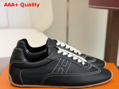 Hermes Master Sneaker in Black Supple Calfskin with Thin Sole Replica