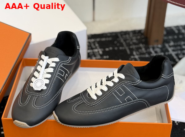 Hermes Master Sneaker in Black Supple Calfskin with Thin Sole Replica