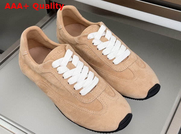 Hermes Master Sneaker in Honey Suede Goatskin with Thin Sole Replica