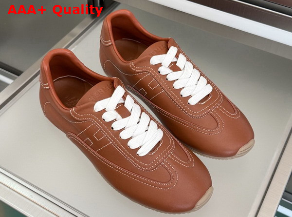 Hermes Master Sneaker in Marron Supple Calfskin with Thin Sole Replica