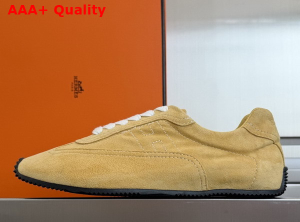 Hermes Master Sneaker in Yellow Suede Goatskin with Thin Sole Replica