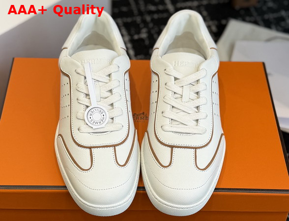Hermes Match Sneaker Blanc and Naturel Sport Goatskin and Calfskin Replica