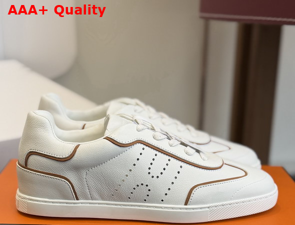Hermes Match Sneaker Blanc and Naturel Sport Goatskin and Calfskin Replica