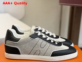 Hermes Match Sneaker in H Canvas and Calfskin Ecru and Noir Replica