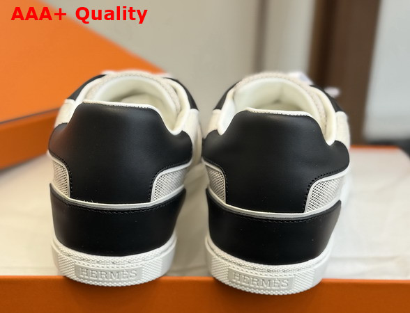 Hermes Match Sneaker in H Canvas and Calfskin Ecru and Noir Replica