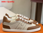 Hermes Match Sneaker in H Canvas and Calfskin Ecru and Tan Replica