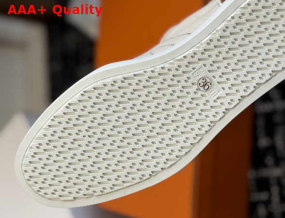 Hermes Match Sneaker in H Canvas and Calfskin Ecru and Tan Replica