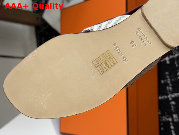 Hermes Maya Sandal Burgundy and Naturel H Canvas and Calfskin Replica