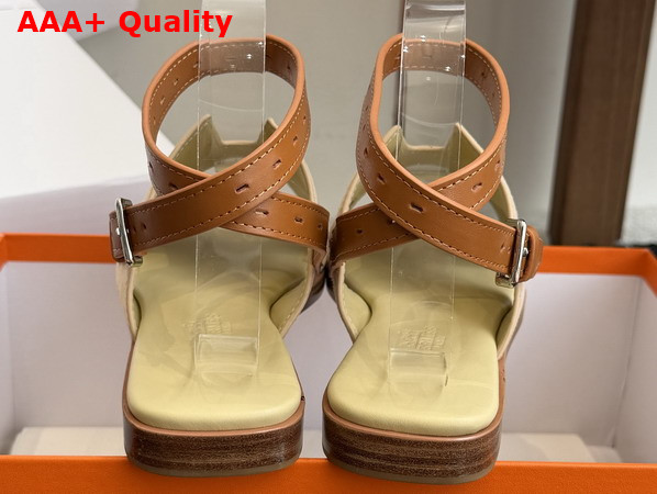 Hermes Maya Sandal Jaune Pale and Naturel Suede Goatskin and Calfskin Replica