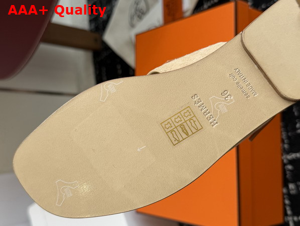 Hermes Maya Sandal Jaune Pale and Naturel Suede Goatskin and Calfskin Replica