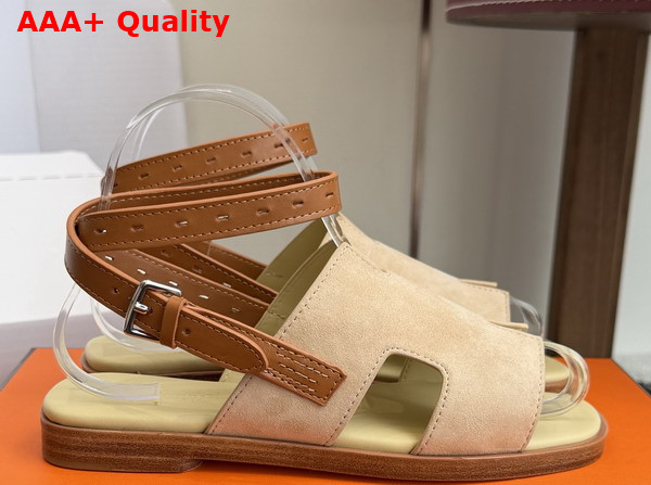 Hermes Maya Sandal Jaune Pale and Naturel Suede Goatskin and Calfskin Replica