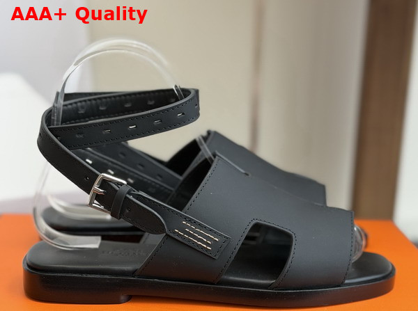 Hermes Maya Sandal in Black Calfskin Replica