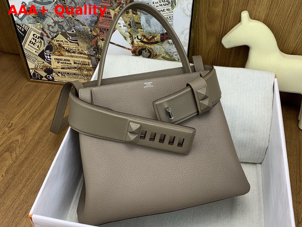 Hermes Medor Bag in Elephant Grey Togo Leather and Swift Calfskin Replica