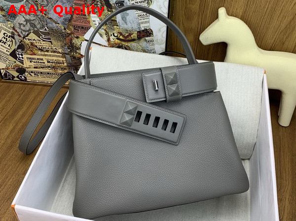 Hermes Medor Bag in Gris Meyer Togo Leather and Swift Calfskin Replica