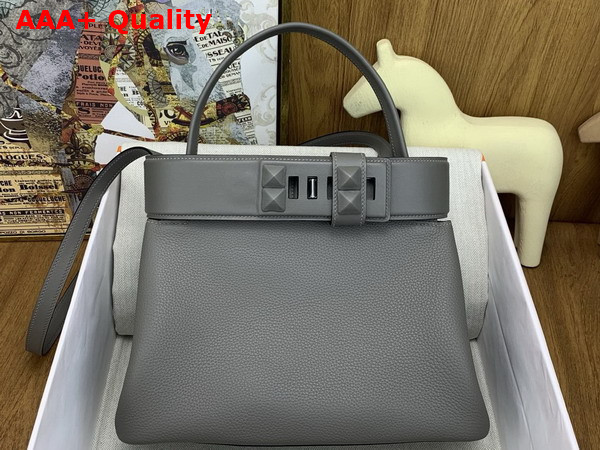 Hermes Medor Bag in Gris Meyer Togo Leather and Swift Calfskin Replica