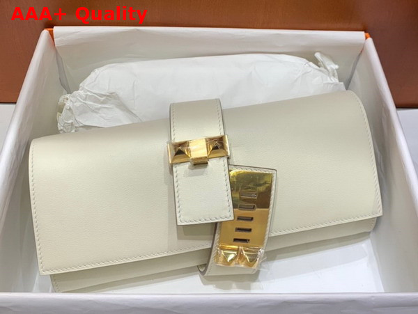 Hermes Medor Clutch in Blanc Swift Calfskin Replica