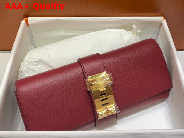 Hermes Medor Clutch in Burgundy Swift Calfskin Replica